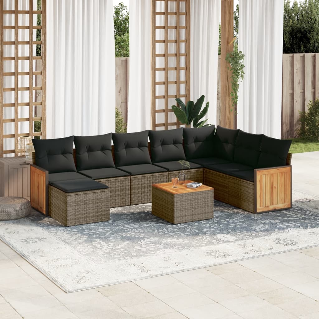 Soffgrupp För Trädgården Med Dynor 9 Delar Beige Konstrotting