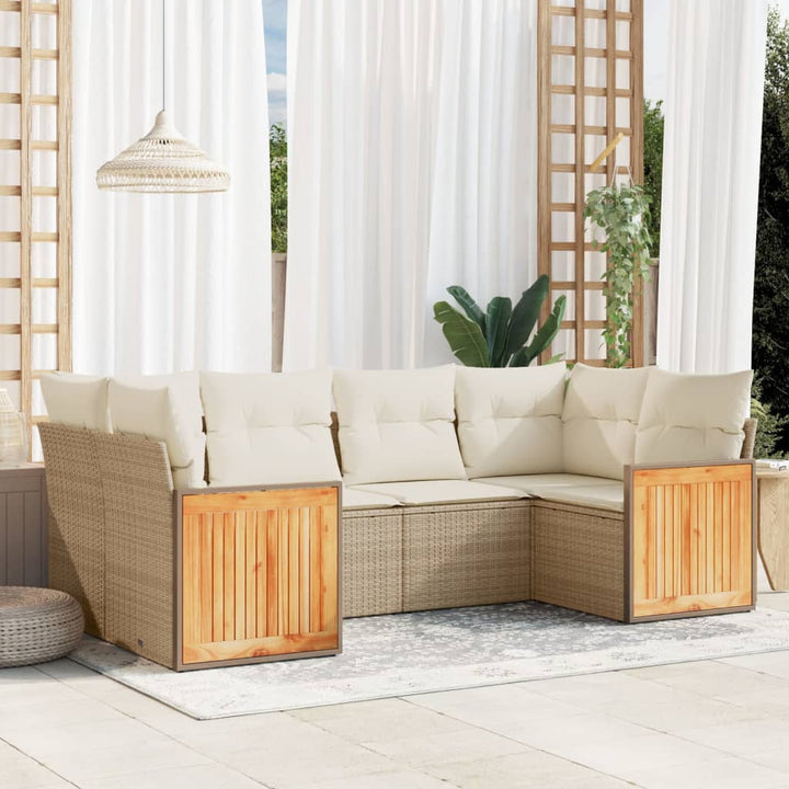 Soffgrupp För Trädgården Med Dynor 6 Delar Beige Konstrotting