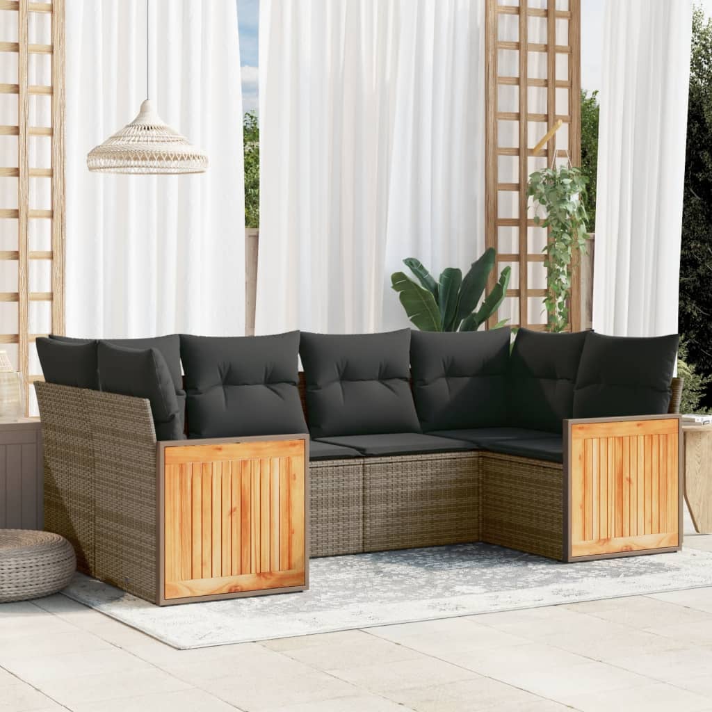 Soffgrupp För Trädgården Med Dynor 6 Delar Beige Konstrotting
