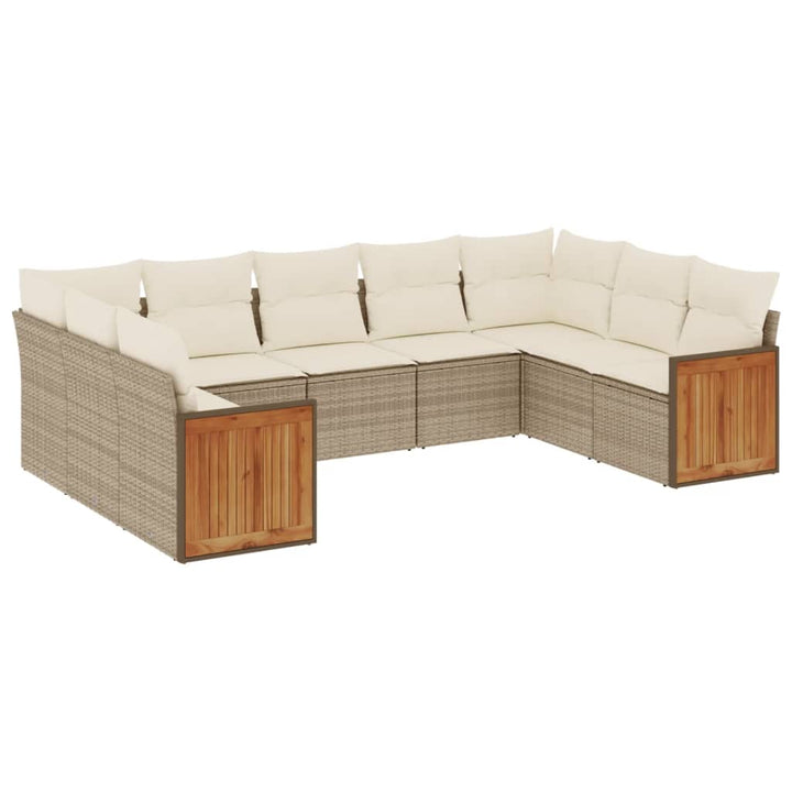 Soffgrupp För Trädgården Med Dynor 9 Delar Beige Konstrotting