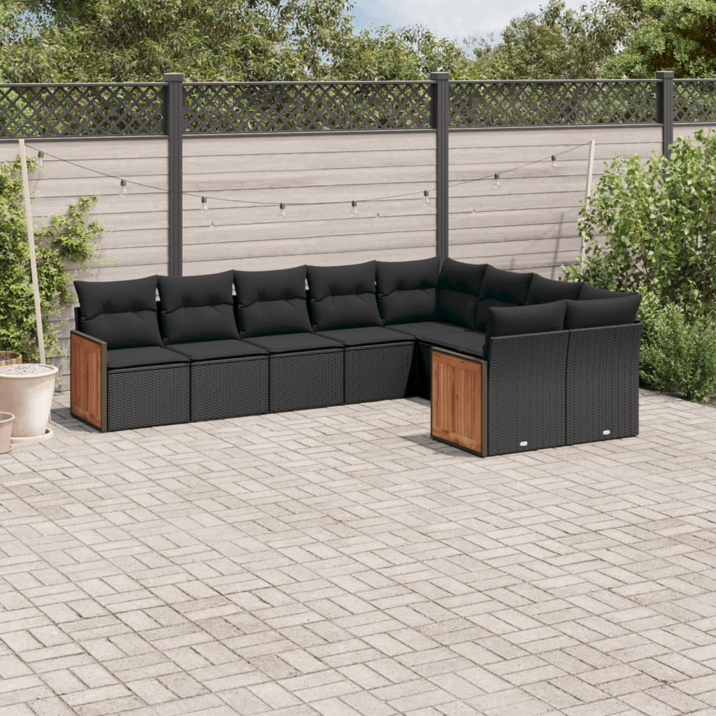 Soffgrupp För Trädgården Med Dynor 9 Delar Beige Konstrotting
