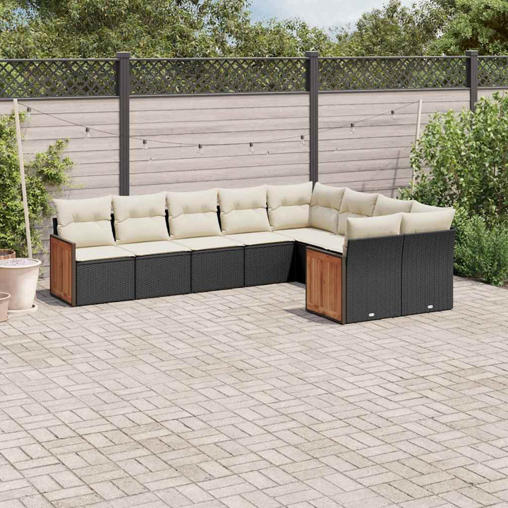Soffgrupp För Trädgården Med Dynor 9 Delar Beige Konstrotting