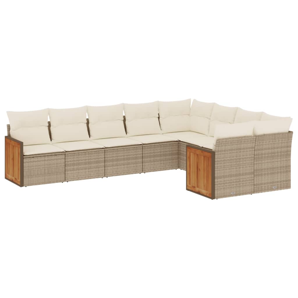 Soffgrupp För Trädgården Med Dynor 9 Delar Beige Konstrotting