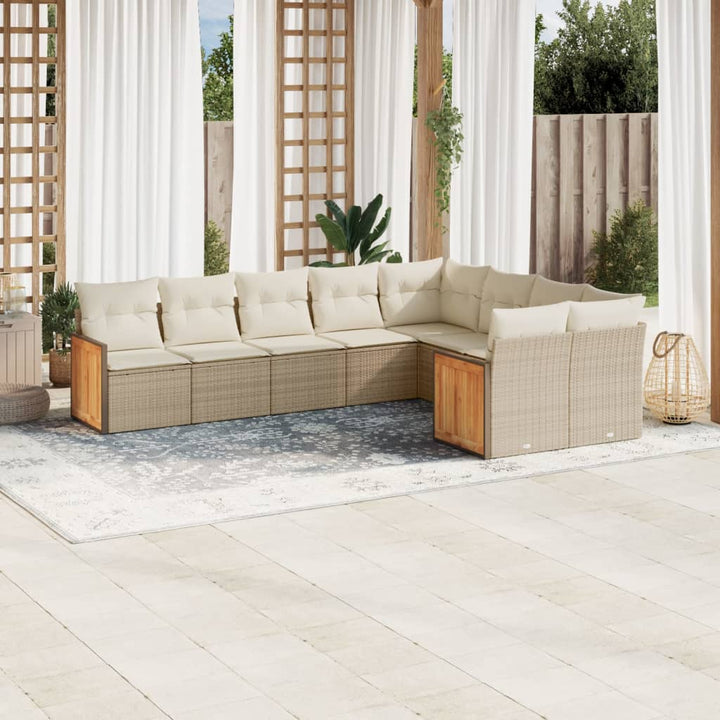 Soffgrupp För Trädgården Med Dynor 9 Delar Beige Konstrotting