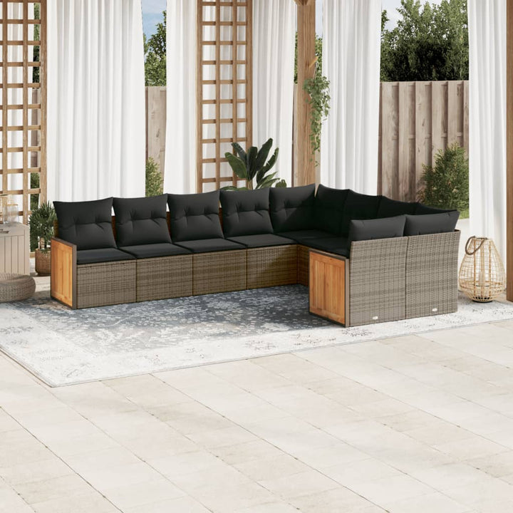 Soffgrupp För Trädgården Med Dynor 9 Delar Beige Konstrotting