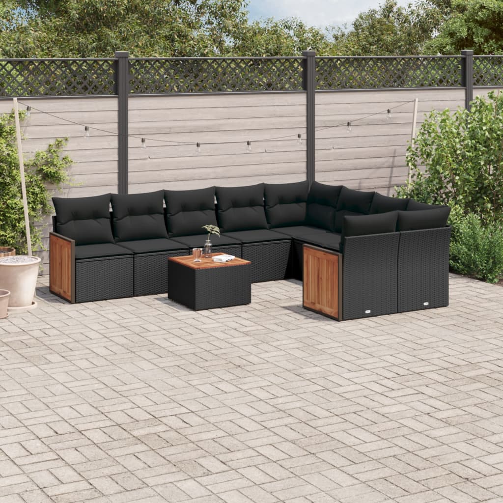 Soffgrupp För Trädgården Med Dynor 9 Delar Beige Konstrotting