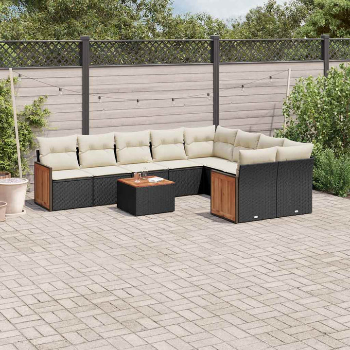 Soffgrupp För Trädgården Med Dynor 9 Delar Beige Konstrotting