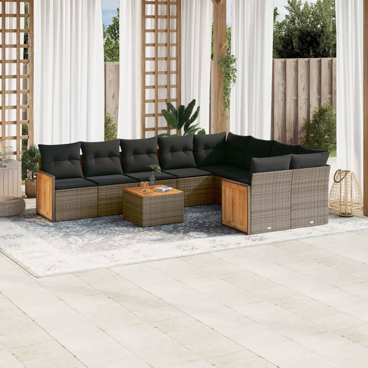 Soffgrupp För Trädgården Med Dynor 9 Delar Beige Konstrotting