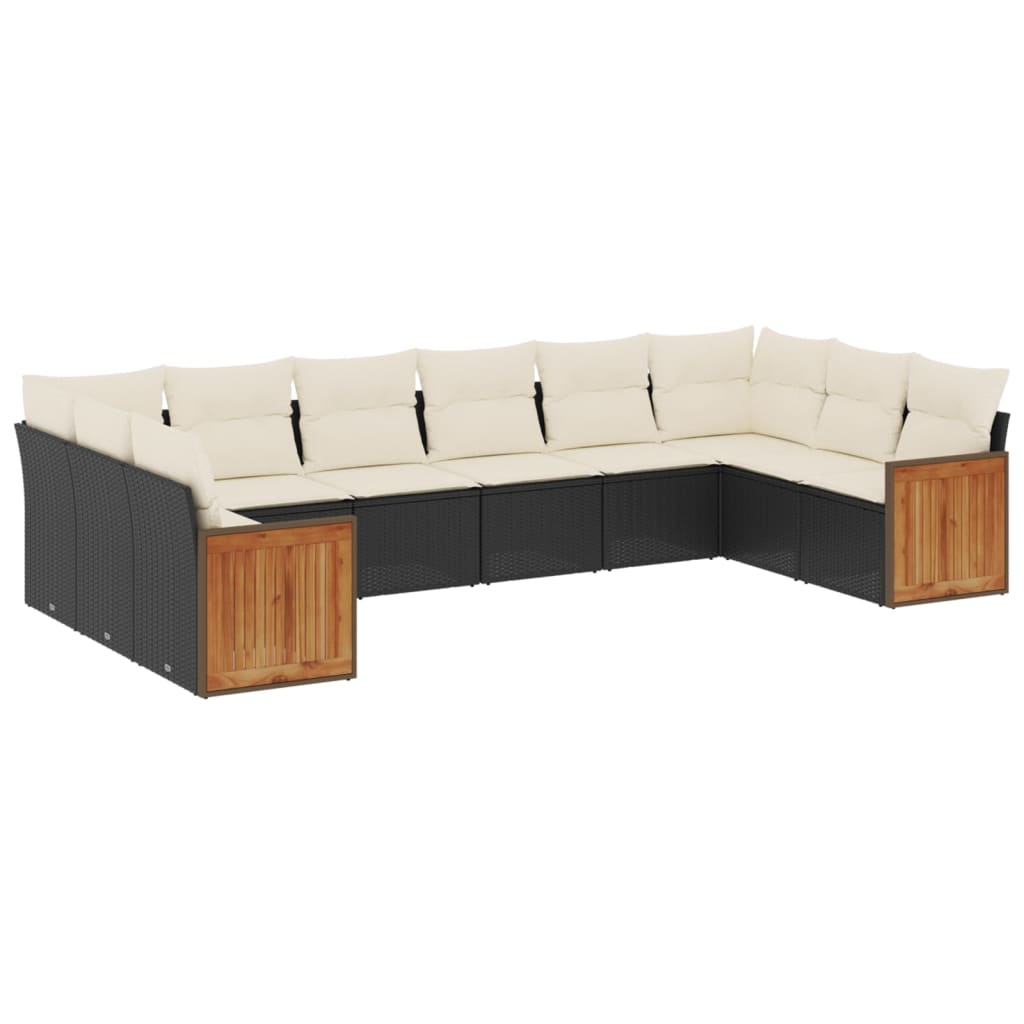 Loungegrupp 10 Delar Med Svarta Dynor Konstrotting