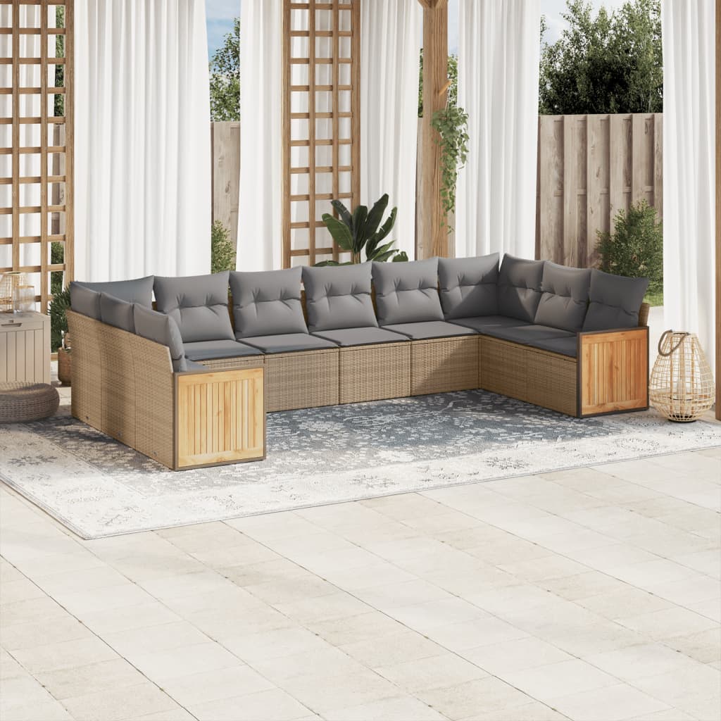 Loungegrupp 10 Delar Med Svarta Dynor Konstrotting