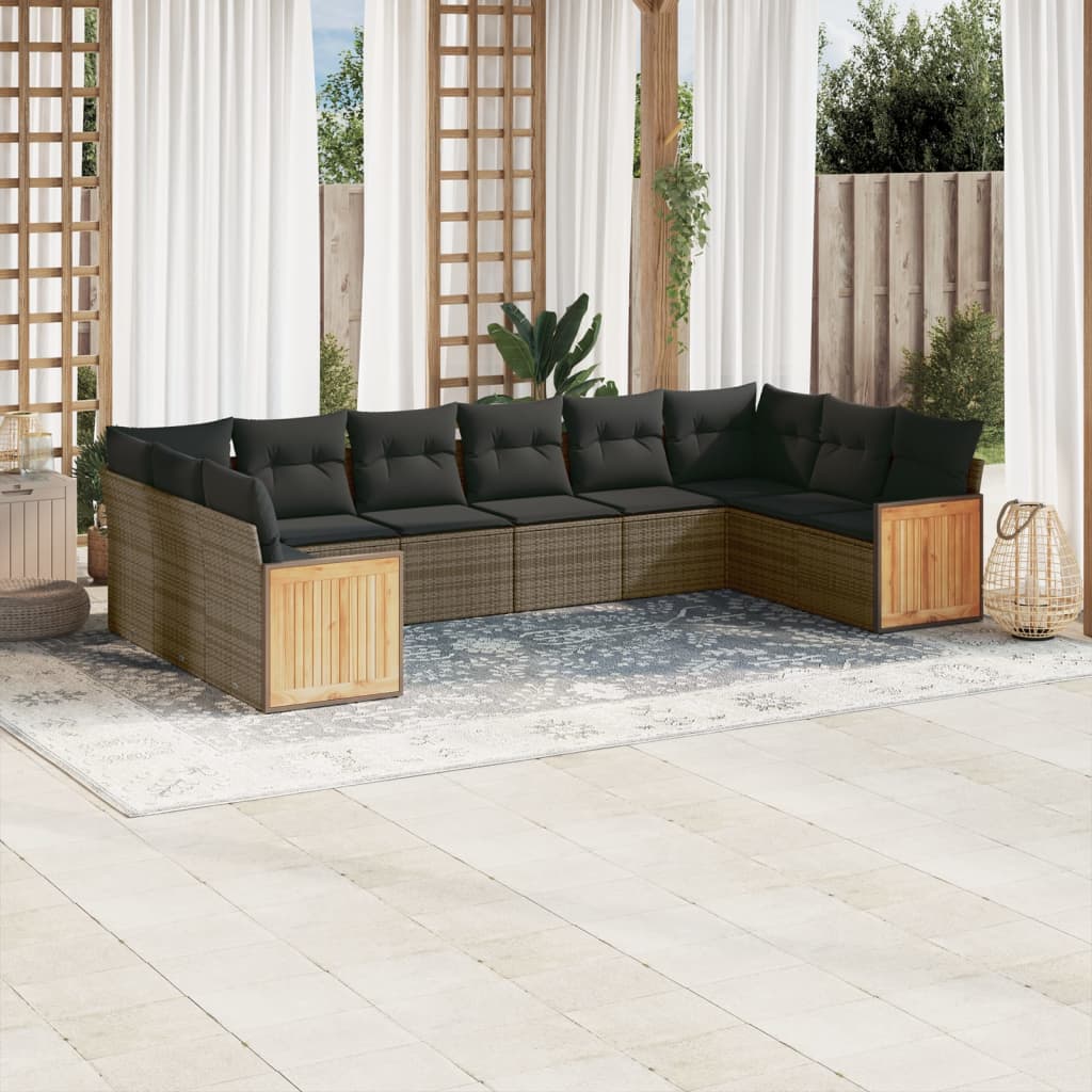 Loungegrupp 10 Delar Med Svarta Dynor Konstrotting