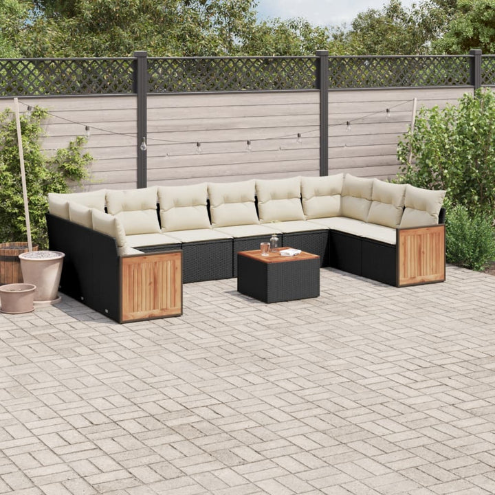 Loungegrupp 10 Delar Med Svarta Dynor Konstrotting