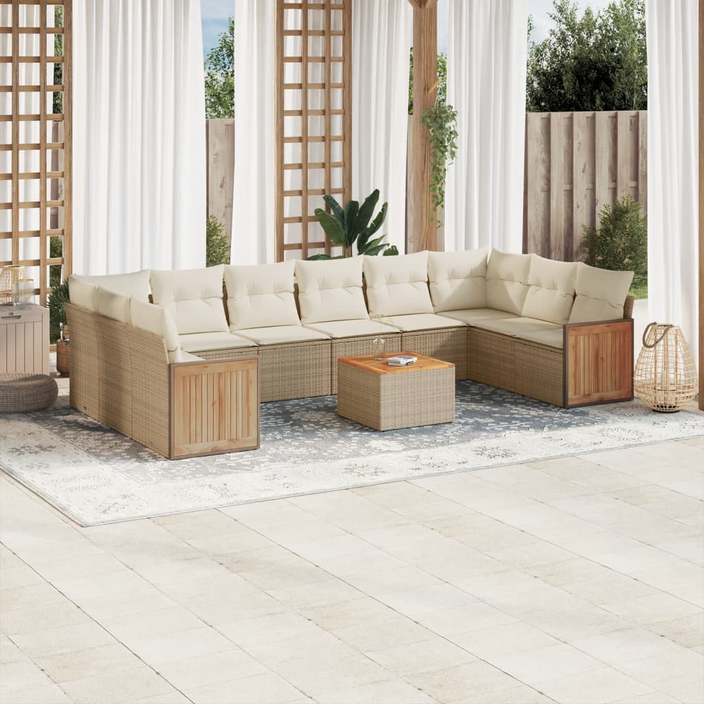 Loungegrupp 10 Delar Med Svarta Dynor Konstrotting