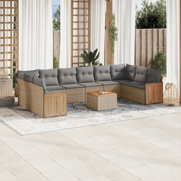 Loungegrupp 10 Delar Med Svarta Dynor Konstrotting