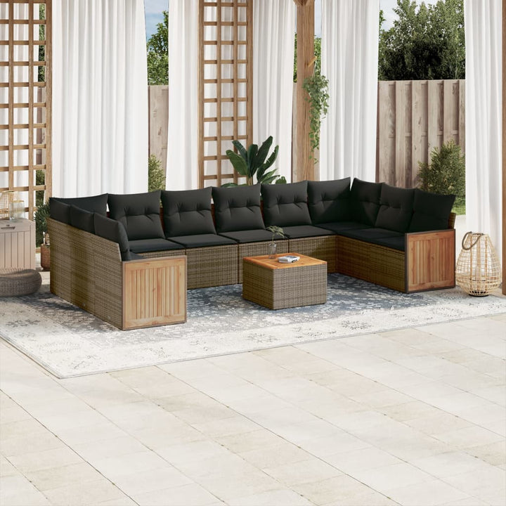 Loungegrupp 10 Delar Med Svarta Dynor Konstrotting