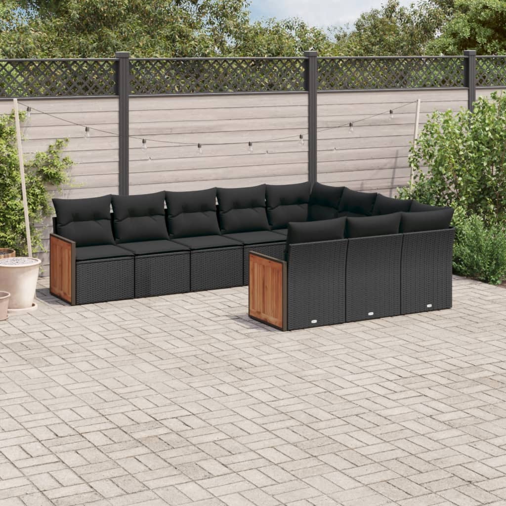 Loungegrupp För Trädgården M. Dynor 11 Delar Beige Konstrotting