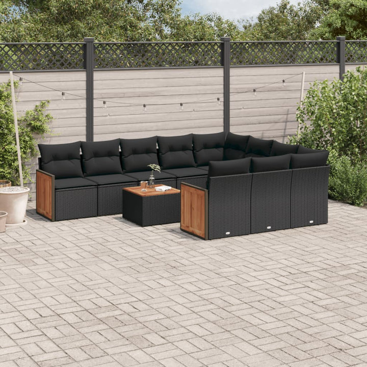 Loungegrupp För Trädgården M. Dynor 11 Delar Beige Konstrotting