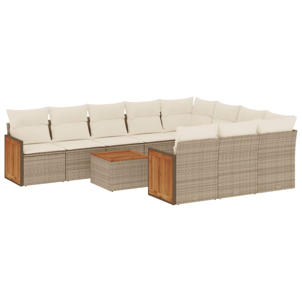 Loungegrupp För Trädgården M. Dynor 11 Delar Beige Konstrotting