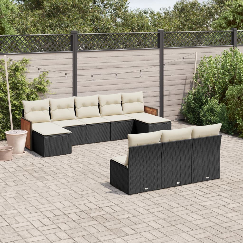 Loungegrupp 10 Delar Med Svarta Dynor Konstrotting