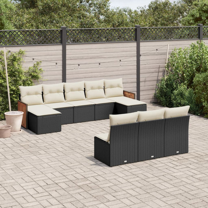 Loungegrupp 10 Delar Med Svarta Dynor Konstrotting