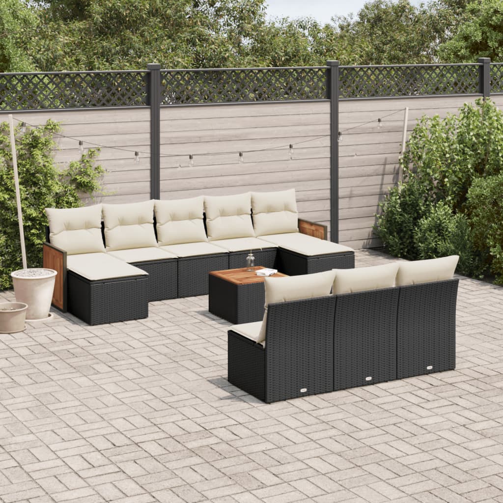Loungegrupp 10 Delar Med Svarta Dynor Konstrotting