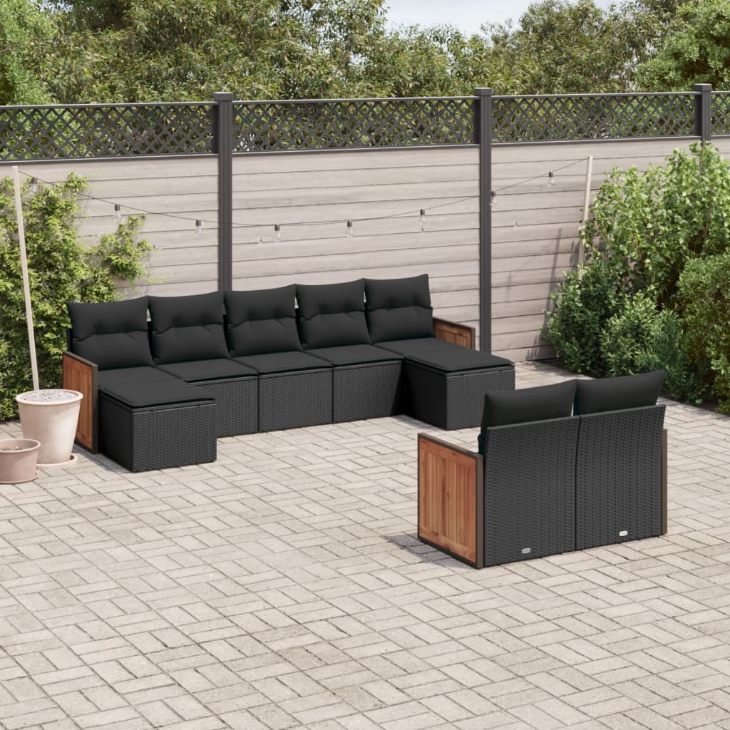 Soffgrupp För Trädgården Med Dynor 9 Delar Beige Konstrotting