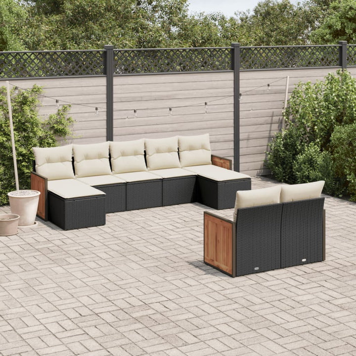 Soffgrupp För Trädgården Med Dynor 9 Delar Beige Konstrotting