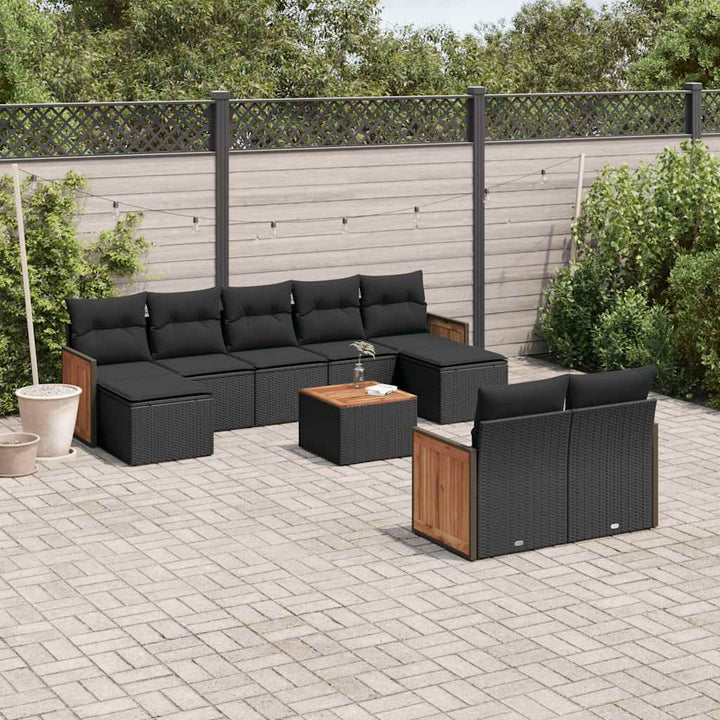 Soffgrupp För Trädgården Med Dynor 9 Delar Beige Konstrotting