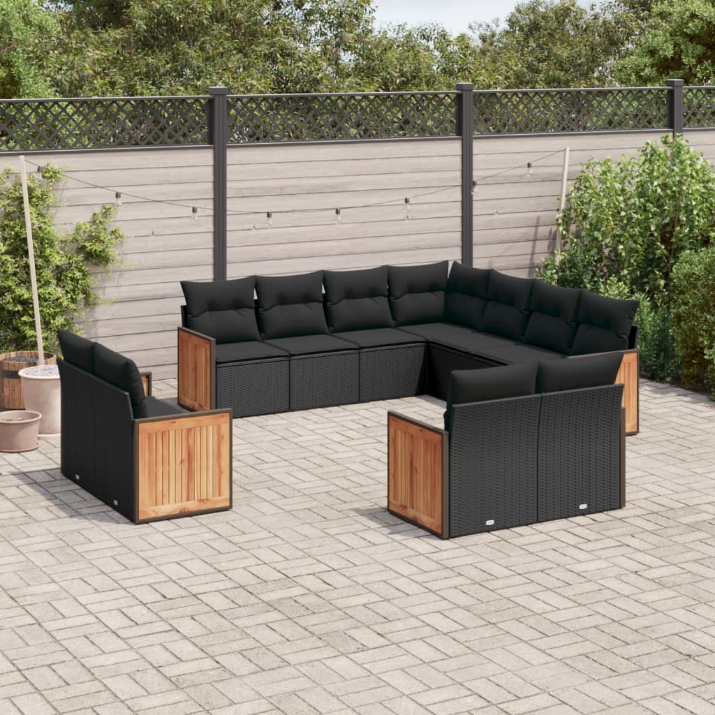 Loungegrupp För Trädgården M. Dynor 11 Delar Beige Konstrotting