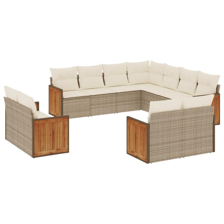 Loungegrupp För Trädgården M. Dynor 11 Delar Beige Konstrotting