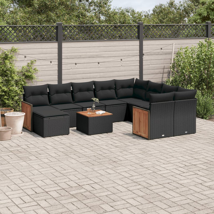 Loungegrupp För Trädgården M. Dynor 11 Delar Beige Konstrotting