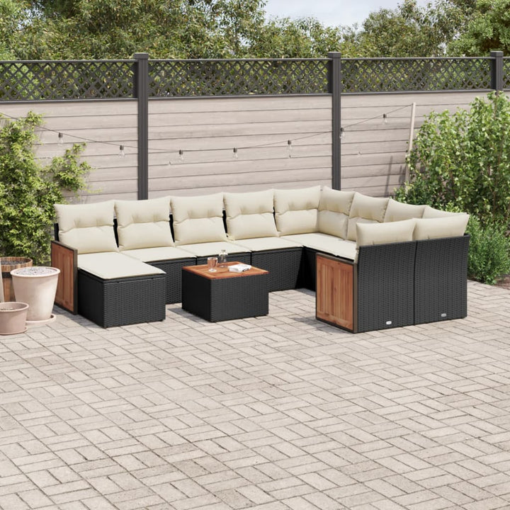 Loungegrupp För Trädgården M. Dynor 11 Delar Beige Konstrotting