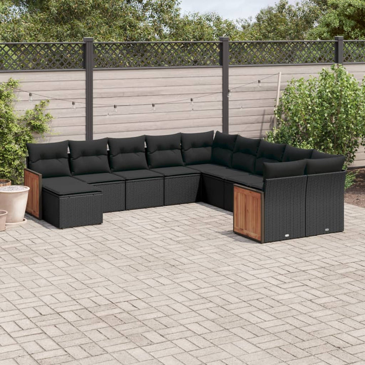 Loungegrupp För Trädgården M. Dynor 11 Delar Beige Konstrotting