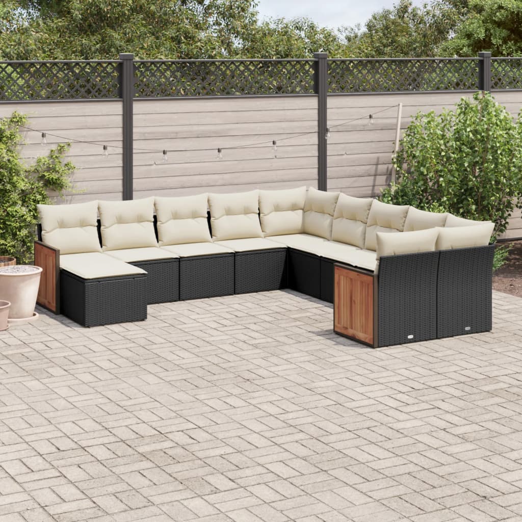 Loungegrupp För Trädgården M. Dynor 11 Delar Beige Konstrotting