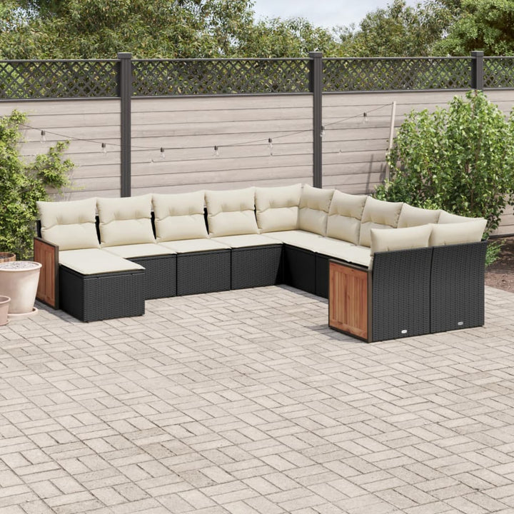 Loungegrupp För Trädgården M. Dynor 11 Delar Beige Konstrotting
