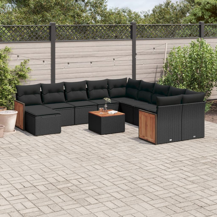 Loungegrupp För Trädgården M. Dynor 11 Delar Beige Konstrotting