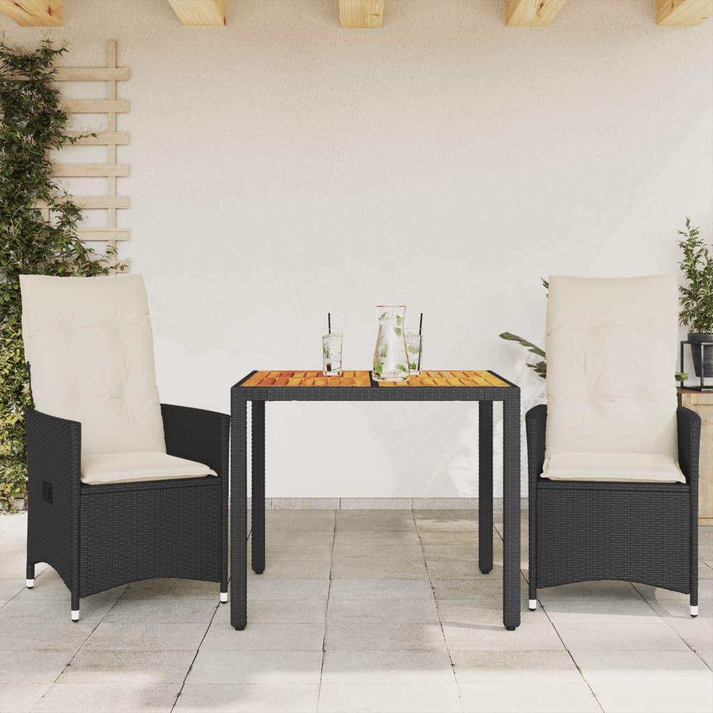 Matgrupp För Trädgården Med Dynor 5 Delar Svart Konstrottning