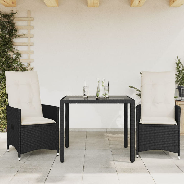 Caféset Med Dynor 3 Delar Svart Konstrotting
