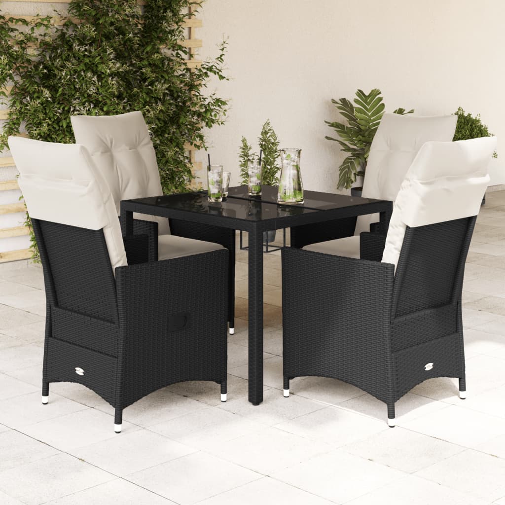 Caféset Med Dynor 3 Delar Svart Konstrotting