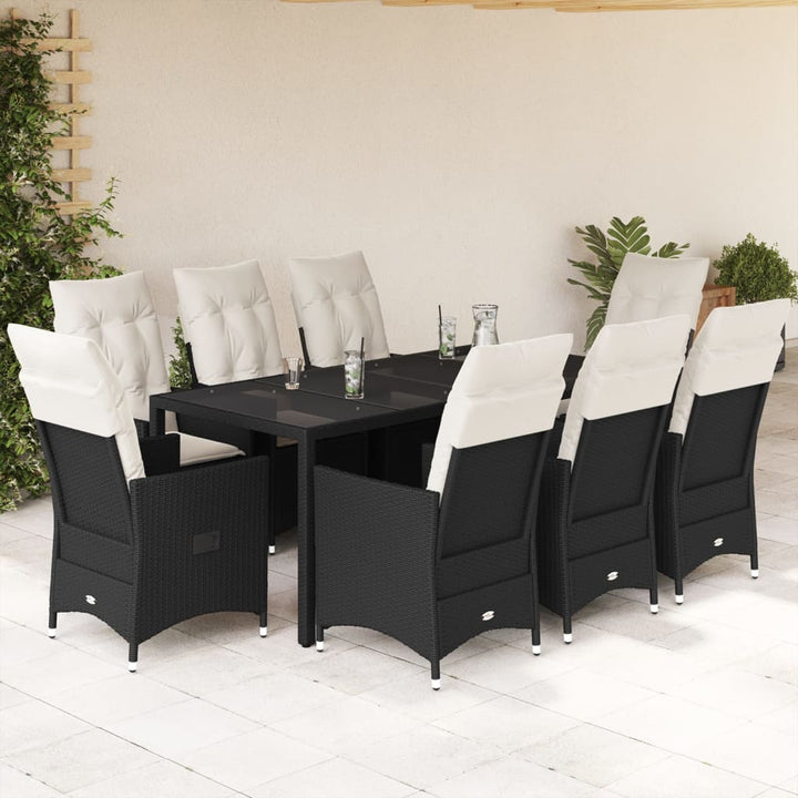 Caféset Med Dynor 3 Delar Svart Konstrotting