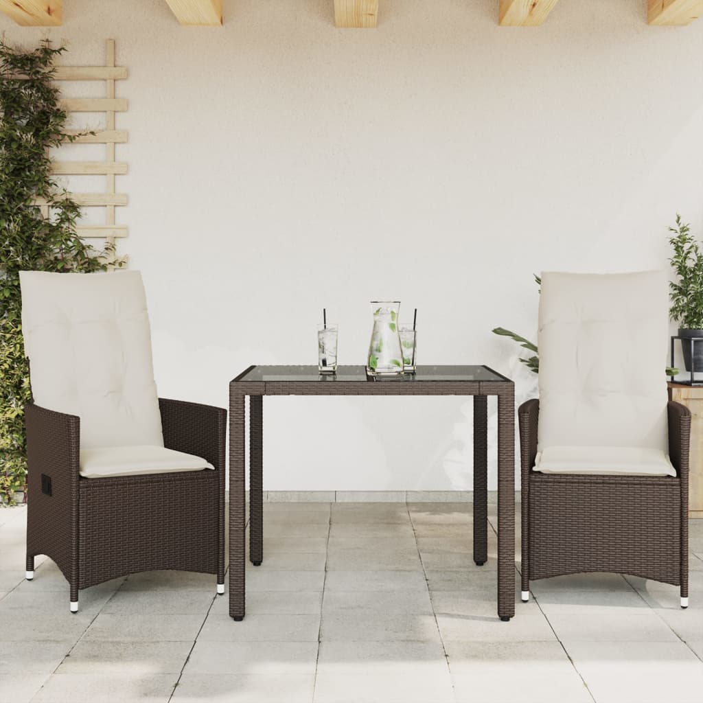 Matgrupp För Trädgården Med Dynor 5 Delar Brun Konstrotting