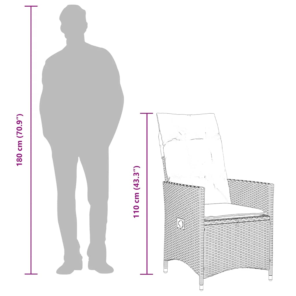 Matgrupp För Trädgården Med Dynor 9 Delar Konstrotting Brun