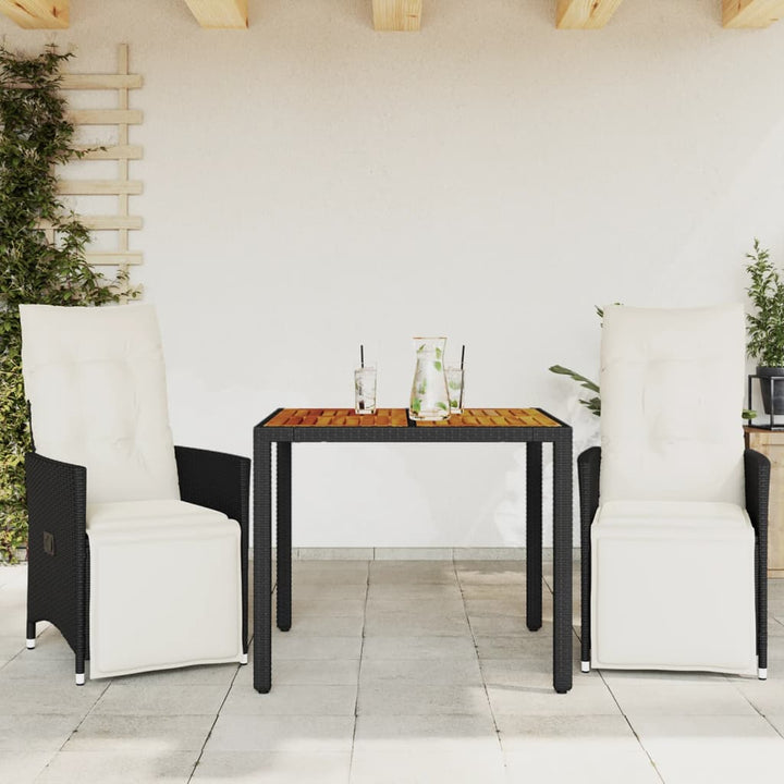Caféset Med Dynor 3 Delar Svart Konstrotting