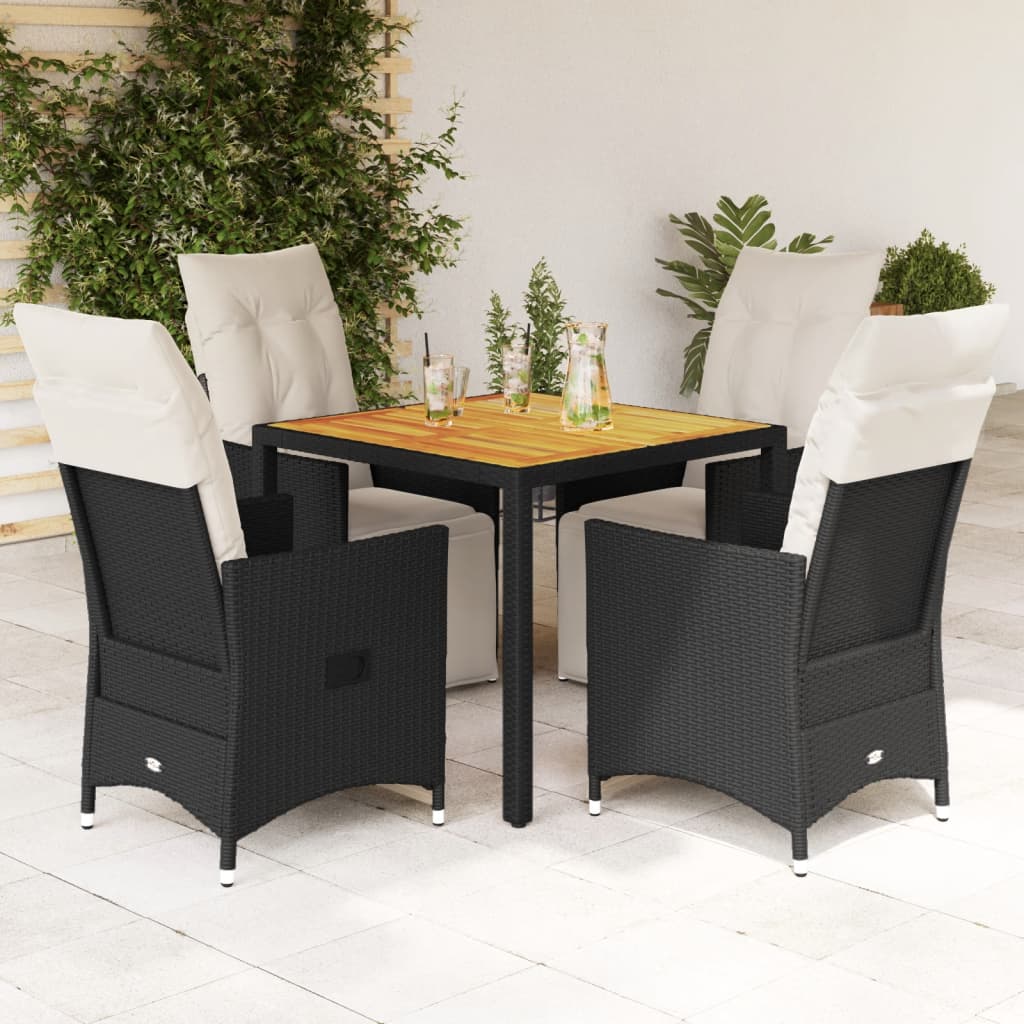 Caféset Med Dynor 3 Delar Svart Konstrotting