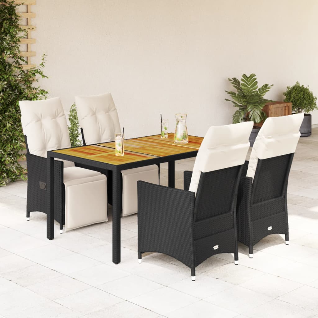 Caféset Med Dynor 3 Delar Svart Konstrotting