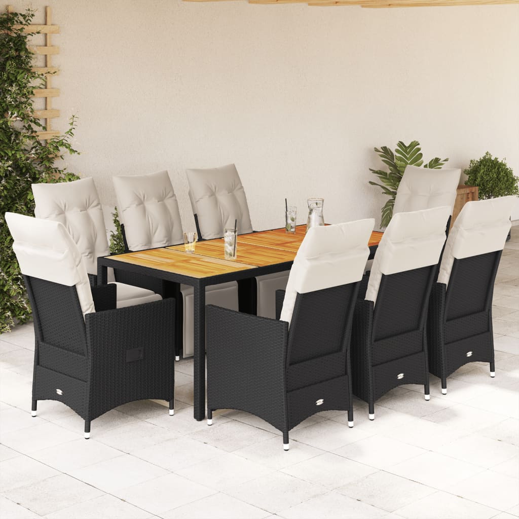 Caféset Med Dynor 3 Delar Svart Konstrotting