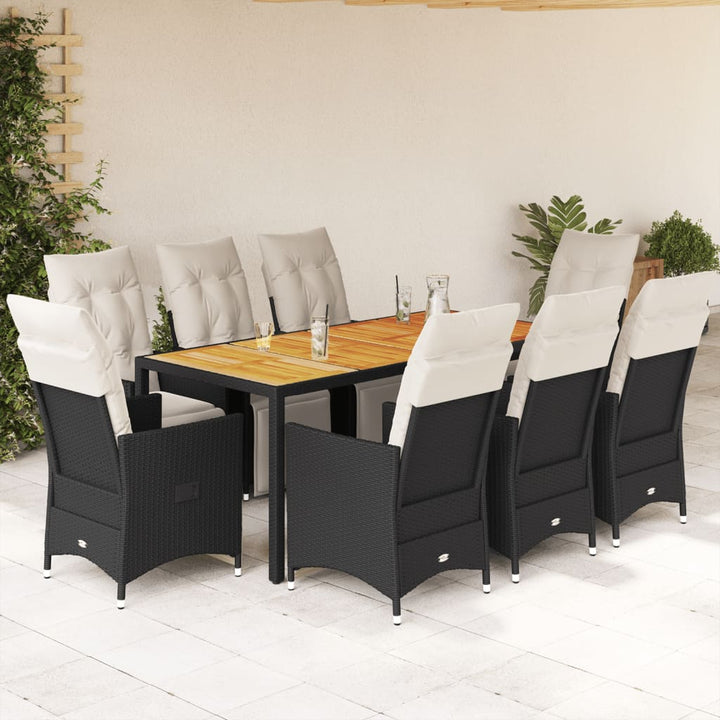 Caféset Med Dynor 3 Delar Svart Konstrotting