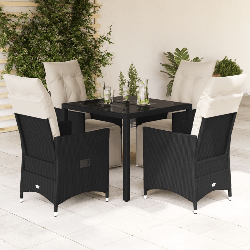 Caféset Med Dynor 3 Delar Svart Konstrotting