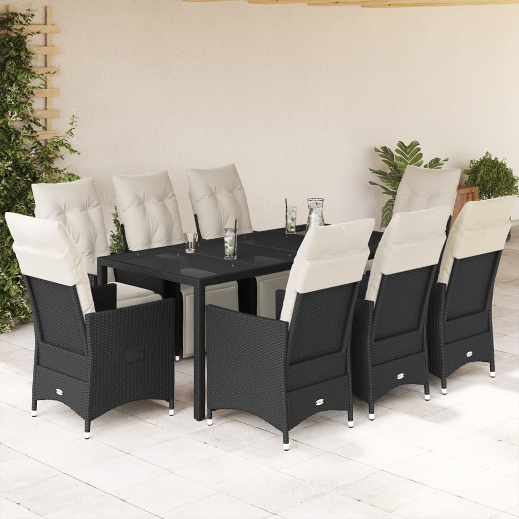 Caféset Med Dynor 3 Delar Svart Konstrotting