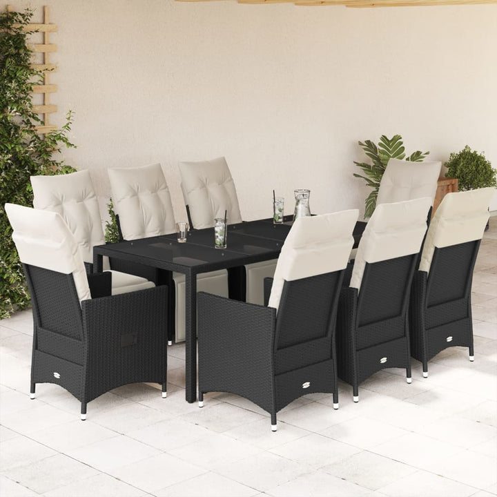 Caféset Med Dynor 3 Delar Svart Konstrotting